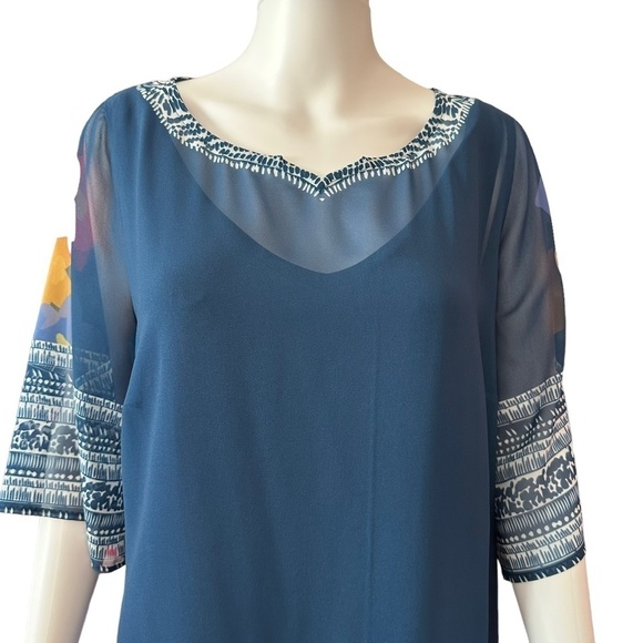 Soft Surroundings Dress Womens Size M Hibiscus Sheer lined Pockets Boho Coastal - Picture 7 of 15